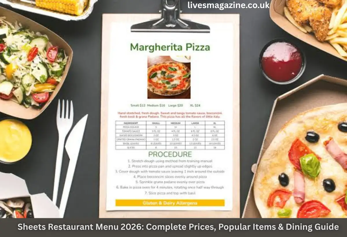 Sheets Restaurant Menu